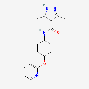 molecular formula C17H22N4O2 B2814865 3,5-二甲基-N-((1r,4r)-4-(吡啶-2-基氧基)环己基)-1H-吡唑-4-甲酰胺 CAS No. 2034201-08-4