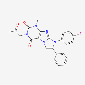 molecular formula C23H18FN5O3 B2814868 8-(4-fluorophenyl)-1-methyl-3-(2-oxopropyl)-7-phenyl-1H-imidazo[2,1-f]purine-2,4(3H,8H)-dione CAS No. 887882-69-1