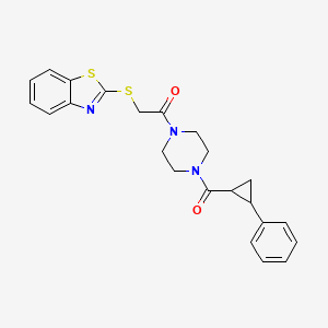 molecular formula C23H23N3O2S2 B2814869 2-(苯并[d]咯吩-2-基硫)-1-(4-(2-苯基环丙烷甲酰)哌嗪-1-基)乙酮 CAS No. 1209967-57-6