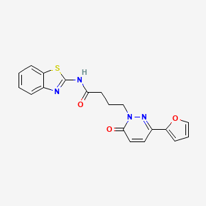 molecular formula C19H16N4O3S B2814874 N-(benzo[d]thiazol-2-yl)-4-(3-(furan-2-yl)-6-oxopyridazin-1(6H)-yl)butanamide CAS No. 1021105-90-7