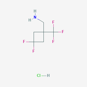 molecular formula C6H9ClF5N B2814875 [3,3-Difluoro-1-(trifluoromethyl)cyclobutyl]methanamine;hydrochloride CAS No. 2580207-00-5