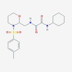 molecular formula C20H29N3O5S B2814888 N1-环己基-N2-((3-对甲苯磺酰-1,3-噁唑环己-2-基)甲基)草酰胺 CAS No. 872862-62-9