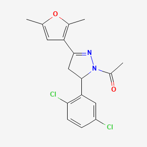 1-(5-(2,5-dichlorophenyl)-3-(2,5-dimethylfuran-3-yl)-4,5-dihydro-1H-pyrazol-1-yl)ethanone