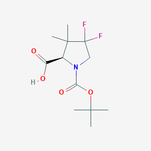 molecular formula C12H19F2NO4 B2814892 (R)-1-叔丁氧羰基-4,4-二氟-3,3-二甲基吡咯烷-2-羧酸 CAS No. 478698-32-7