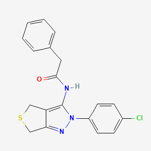molecular formula C19H16ClN3OS B2814898 N-[2-(4-chlorophenyl)-4,6-dihydrothieno[3,4-c]pyrazol-3-yl]-2-phenylacetamide CAS No. 392253-06-4