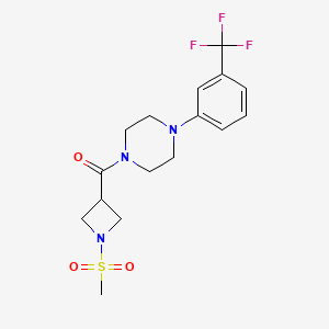 molecular formula C16H20F3N3O3S B2814900 (1-(Methylsulfonyl)azetidin-3-yl)(4-(3-(trifluoromethyl)phenyl)piperazin-1-yl)methanone CAS No. 1428379-20-7