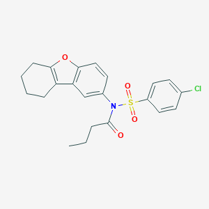 molecular formula C22H22ClNO4S B281491 N-[(4-chlorophenyl)sulfonyl]-N-6,7,8,9-tetrahydrodibenzo[b,d]furan-2-ylbutanamide 