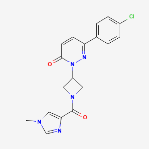molecular formula C18H16ClN5O2 B2814911 6-(4-Chlorophenyl)-2-[1-(1-methylimidazole-4-carbonyl)azetidin-3-yl]pyridazin-3-one CAS No. 2380168-97-6