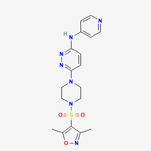 molecular formula C18H21N7O3S B2814917 6-(4-((3,5-二甲基异噁唑-4-基)磺酰基)哌嗪-1-基)-N-(吡啶-4-基)嘧啶-3-胺 CAS No. 1021115-78-5