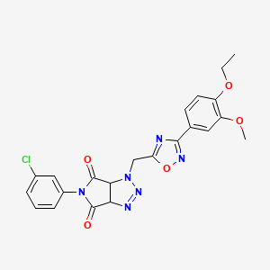 molecular formula C22H19ClN6O5 B2814932 5-(3-chlorophenyl)-1-((3-(4-ethoxy-3-methoxyphenyl)-1,2,4-oxadiazol-5-yl)methyl)-1,6a-dihydropyrrolo[3,4-d][1,2,3]triazole-4,6(3aH,5H)-dione CAS No. 1170183-89-7