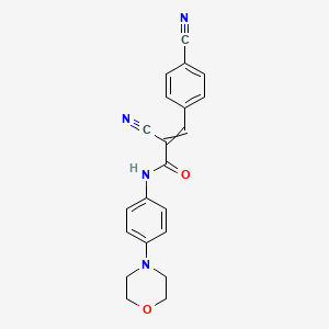 molecular formula C21H18N4O2 B2814934 2-cyano-3-(4-cyanophenyl)-N-[4-(morpholin-4-yl)phenyl]prop-2-enamide CAS No. 849625-04-3