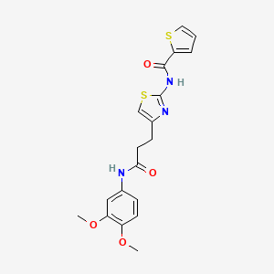 molecular formula C19H19N3O4S2 B2814949 N-(4-(3-((3,4-dimethoxyphenyl)amino)-3-oxopropyl)thiazol-2-yl)thiophene-2-carboxamide CAS No. 1021022-93-4