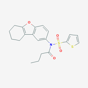 molecular formula C20H21NO4S2 B281495 N-6,7,8,9-tetrahydrodibenzo[b,d]furan-2-yl-N-(thien-2-ylsulfonyl)butanamide 
