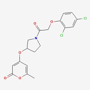 molecular formula C18H17Cl2NO5 B2814955 4-((1-(2-(2,4-二氯苯氧基)乙酰)吡咯烷-3-基)氧基)-6-甲基-2H-吡喃-2-酮 CAS No. 1705507-60-3
