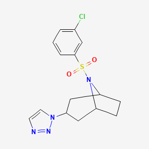 molecular formula C15H17ClN4O2S B2814956 8-(3-chlorobenzenesulfonyl)-3-(1H-1,2,3-triazol-1-yl)-8-azabicyclo[3.2.1]octane CAS No. 2176070-03-2