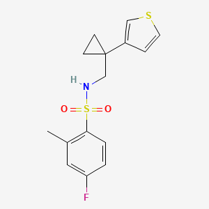 4-Fluoro-2-methyl-N-[(1-thiophen-3-ylcyclopropyl)methyl]benzenesulfonamide