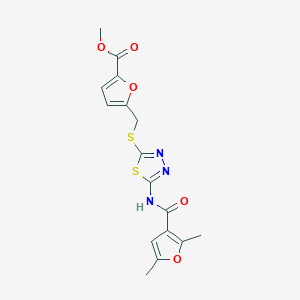 molecular formula C16H15N3O5S2 B2814987 甲基-5-(((5-(2,5-二甲基呋喃-3-羧酰胺基)-1,3,4-噻二唑-2-基)硫)甲基)呋喃-2-羧酸酯 CAS No. 1219842-60-0