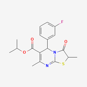 molecular formula C18H19FN2O3S B2814991 isopropyl 5-(3-fluorophenyl)-2,7-dimethyl-3-oxo-2,3-dihydro-5H-[1,3]thiazolo[3,2-a]pyrimidine-6-carboxylate CAS No. 620551-70-4