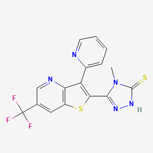 4-methyl-5-[3-(2-pyridinyl)-6-(trifluoromethyl)thieno[3,2-b]pyridin-2-yl]-4H-1,2,4-triazole-3-thiol