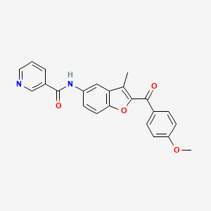 molecular formula C23H18N2O4 B2814999 N-{2-[(4-methoxyphenyl)carbonyl]-3-methyl-1-benzofuran-5-yl}pyridine-3-carboxamide CAS No. 929413-07-0