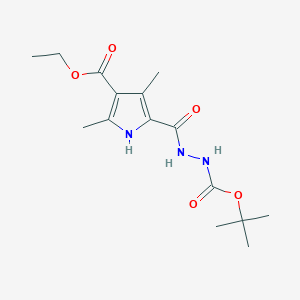 molecular formula C15H23N3O5 B2815000 Ethyl 2,4-dimethyl-5-[[(2-methylpropan-2-yl)oxycarbonylamino]carbamoyl]-1H-pyrrole-3-carboxylate CAS No. 2172184-55-1