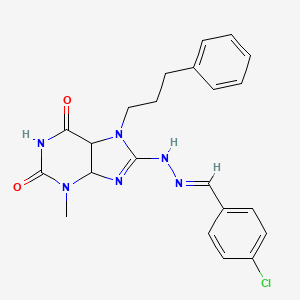 8-[(E)-2-[(4-chlorophenyl)methylidene]hydrazin-1-yl]-3-methyl-7-(3-phenylpropyl)-2,3,6,7-tetrahydro-1H-purine-2,6-dione