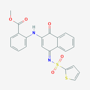 molecular formula C22H16N2O5S2 B281503 Methyl 2-({1-oxo-4-[(2-thienylsulfonyl)imino]-1,4-dihydro-2-naphthalenyl}amino)benzoate 