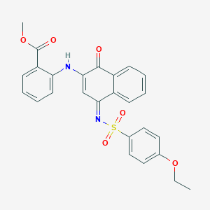 molecular formula C26H22N2O6S B281504 Methyl 2-[(4-{[(4-ethoxyphenyl)sulfonyl]imino}-1-oxo-1,4-dihydro-2-naphthalenyl)amino]benzoate 