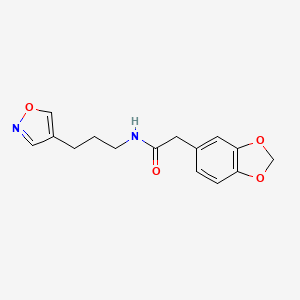 molecular formula C15H16N2O4 B2815049 2-(benzo[d][1,3]dioxol-5-yl)-N-(3-(isoxazol-4-yl)propyl)acetamide CAS No. 1903333-08-3