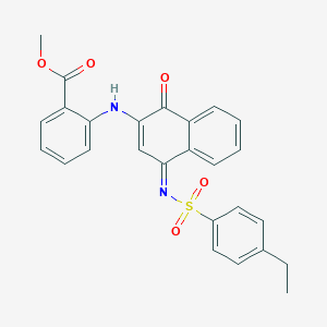 molecular formula C26H22N2O5S B281505 Methyl 2-[(4-{[(4-ethylphenyl)sulfonyl]imino}-1-oxo-1,4-dihydro-2-naphthalenyl)amino]benzoate 