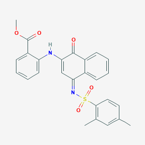 molecular formula C26H22N2O5S B281506 Methyl 2-[(4-{[(2,4-dimethylphenyl)sulfonyl]imino}-1-oxo-1,4-dihydro-2-naphthalenyl)amino]benzoate 