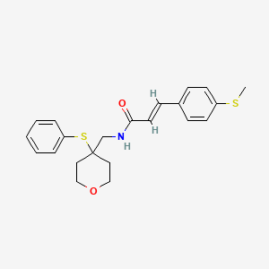 molecular formula C22H25NO2S2 B2815066 (E)-3-(4-(methylthio)phenyl)-N-((4-(phenylthio)tetrahydro-2H-pyran-4-yl)methyl)acrylamide CAS No. 1798410-57-7