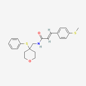 molecular formula C22H25NO2S2 B2815066 (E)-3-(4-(甲硫基)苯基)-N-((4-(苯硫基)四氢-2H-吡喃-4-基)甲基)丙烯酰胺 CAS No. 1798410-57-7