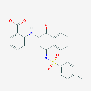 molecular formula C25H20N2O5S B281507 Methyl 2-[(4-{[(4-methylphenyl)sulfonyl]imino}-1-oxo-1,4-dihydro-2-naphthalenyl)amino]benzoate 