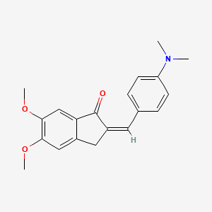 molecular formula C20H21NO3 B2815070 2-((4-二甲氨基苯基)甲亚甲基)-5,6-二甲氧基茚-1-酮 CAS No. 1025637-00-6