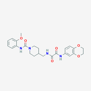 molecular formula C24H28N4O6 B2815079 N1-(2,3-dihydrobenzo[b][1,4]dioxin-6-yl)-N2-((1-((2-methoxyphenyl)carbamoyl)piperidin-4-yl)methyl)oxalamide CAS No. 1235356-68-9