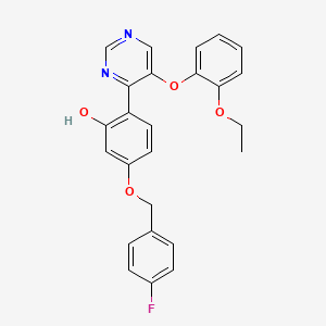 molecular formula C25H21FN2O4 B2815082 2-[5-(2-乙氧基苯氧基)嘧啶-4-基]-5-[(4-氟苯基)甲氧基]苯酚 CAS No. 905428-75-3