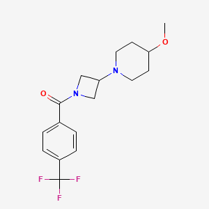 molecular formula C17H21F3N2O2 B2815083 (3-(4-Methoxypiperidin-1-yl)azetidin-1-yl)(4-(trifluoromethyl)phenyl)methanone CAS No. 2034527-53-0