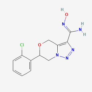 molecular formula C12H12ClN5O2 B2815084 6-(2-chlorophenyl)-N'-hydroxy-6,7-dihydro-4H-[1,2,3]triazolo[5,1-c][1,4]oxazine-3-carboximidamide CAS No. 2064252-15-7