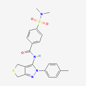 molecular formula C21H22N4O3S2 B2815089 4-(N,N-dimethylsulfamoyl)-N-(2-(p-tolyl)-4,6-dihydro-2H-thieno[3,4-c]pyrazol-3-yl)benzamide CAS No. 361172-42-1