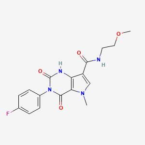 molecular formula C17H17FN4O4 B2815111 3-(4-fluorophenyl)-N-(2-methoxyethyl)-5-methyl-2,4-dioxo-2,3,4,5-tetrahydro-1H-pyrrolo[3,2-d]pyrimidine-7-carboxamide CAS No. 921806-36-2