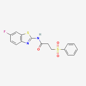 molecular formula C16H13FN2O3S2 B2815121 3-(benzenesulfonyl)-N-(6-fluoro-1,3-benzothiazol-2-yl)propanamide CAS No. 892849-03-5