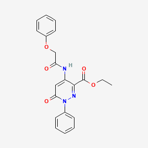 molecular formula C21H19N3O5 B2815143 Ethyl 6-oxo-4-(2-phenoxyacetamido)-1-phenyl-1,6-dihydropyridazine-3-carboxylate CAS No. 941974-25-0