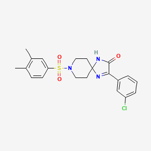 molecular formula C21H22ClN3O3S B2815144 3-(3-Chlorophenyl)-8-((3,4-dimethylphenyl)sulfonyl)-1,4,8-triazaspiro[4.5]dec-3-en-2-one CAS No. 1190011-06-3