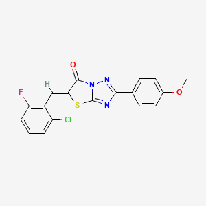 molecular formula C18H11ClFN3O2S B2815155 (5Z)-5-(2-chloro-6-fluorobenzylidene)-2-(4-methoxyphenyl)[1,3]thiazolo[3,2-b][1,2,4]triazol-6(5H)-one CAS No. 608493-02-3