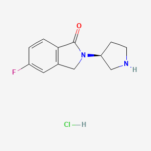 molecular formula C12H14ClFN2O B2815166 (S)-5-Fluoro-2-(pyrrolidin-3-yl)isoindolin-1-one hydrochloride CAS No. 1786969-20-7