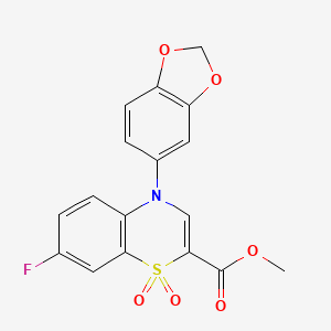 methyl 4-(1,3-benzodioxol-5-yl)-7-fluoro-4H-1,4-benzothiazine-2-carboxylate 1,1-dioxide