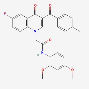 N-(2,4-dimethoxyphenyl)-2-(6-fluoro-3-(4-methylbenzoyl)-4-oxoquinolin-1(4H)-yl)acetamide