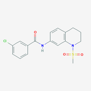 molecular formula C17H17ClN2O3S B2815180 3-chloro-N-(1-methylsulfonyl-3,4-dihydro-2H-quinolin-7-yl)benzamide CAS No. 946291-55-0
