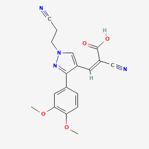 (Z)-2-cyano-3-[1-(2-cyanoethyl)-3-(3,4-dimethoxyphenyl)pyrazol-4-yl]prop-2-enoic acid